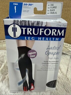 Truform | Ladies' Opaque Thigh Highs - Black, Size X-Large, NWT